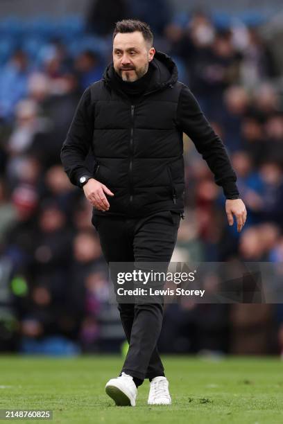Roberto De Zerbi, Manager of Brighton & Hove Albion, looks on ahead of the second half during the Premier League match between Burnley FC and...