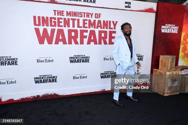Babs Olusanmokun attends the "The Ministry Of Ungentlemanly Warfare" New York Premiere at AMC Lincoln Square Theater on April 15, 2024 in New York...
