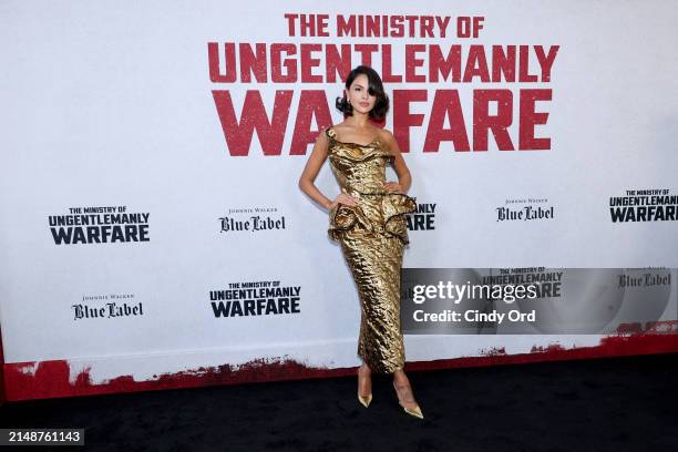 Eiza González Rivera attends the "The Ministry Of Ungentlemanly Warfare" New York Premiere at AMC Lincoln Square Theater on April 15, 2024 in New...