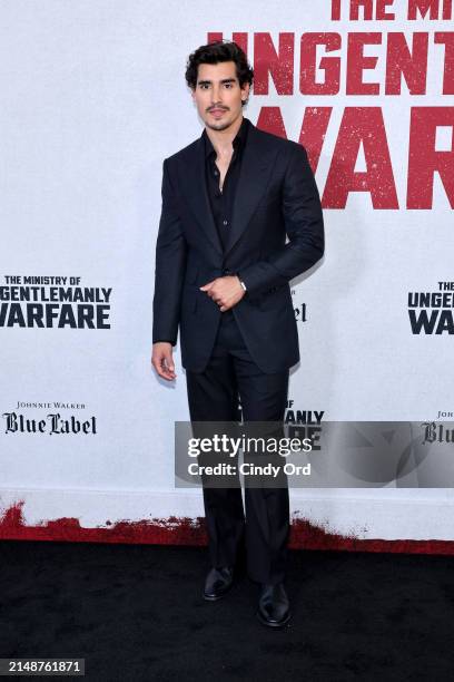 Henry Zaga attends the "The Ministry Of Ungentlemanly Warfare" New York Premiere at AMC Lincoln Square Theater on April 15, 2024 in New York City.