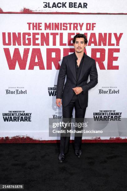 Henry Zaga attends the "The Ministry Of Ungentlemanly Warfare" New York Premiere at AMC Lincoln Square Theater on April 15, 2024 in New York City.