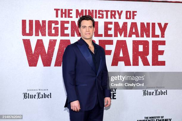 Henry Cavill attends the "The Ministry Of Ungentlemanly Warfare" New York Premiere at AMC Lincoln Square Theater on April 15, 2024 in New York City.