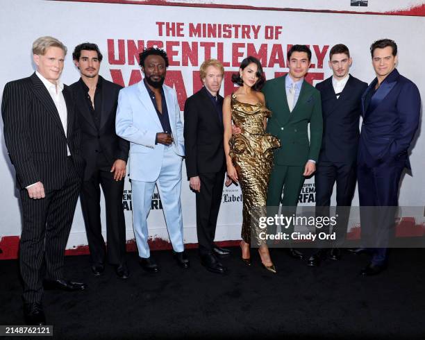 Cary Elwes, Henry Zaga, Babs Olusanmokun, Jerry Bruckheimer, Eiza González Rivera, Henry Golding, Hero Feinnes Tiffin and Henry Cavill attend the...