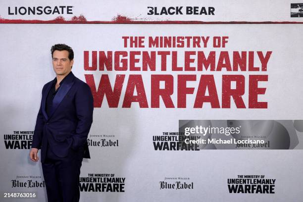 Henry Cavill attends the "The Ministry Of Ungentlemanly Warfare" New York Premiere at AMC Lincoln Square Theater on April 15, 2024 in New York City.