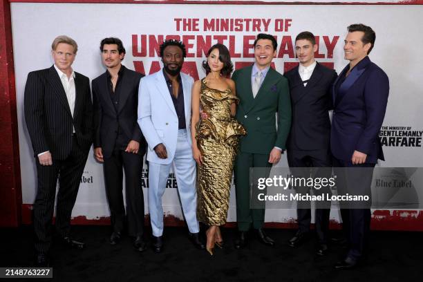 Cary Elwes, Henry Zaga, Babs Olusanmokun, Jerry Bruckheimer, Eiza González Rivera, Henry Golding, Hero Feinnes Tiffin and Henry Cavill attend the...