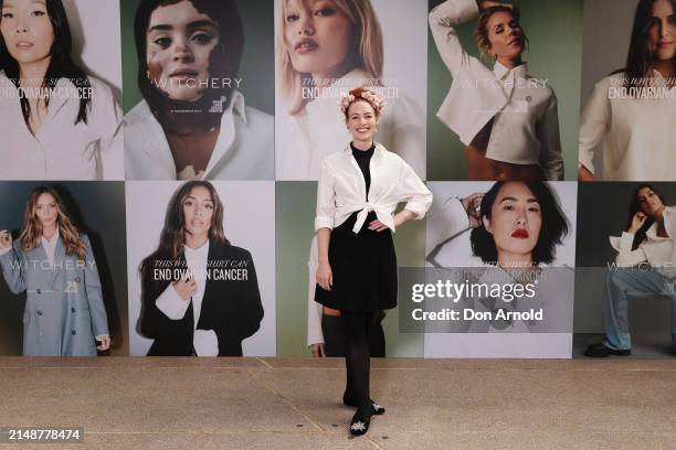 Emma Watkins attends the 2024 Witchery White Shirt Campaign launch in support of the Ovarian Cancer Research Foundation at Sydney Opera House on...
