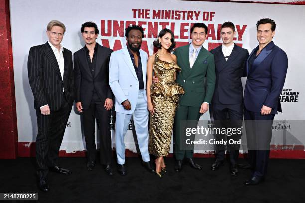 Cary Elwes, Henry Zaga, Babs Olusanmokun, Eiza González Rivera, Henry Golding, Hero Feinnes Tiffin and Henry Cavill attend the "The Ministry Of...