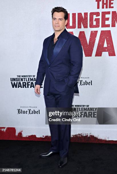 Henry Cavill attends the "The Ministry Of Ungentlemanly Warfare" New York Premiere at AMC Lincoln Square Theater on April 15, 2024 in New York City.