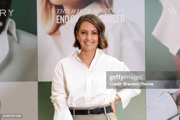 Brooke Boney attends the 2024 Witchery White Shirt Campaign launch in support of the Ovarian Cancer Research Foundation at Sydney Opera House on...