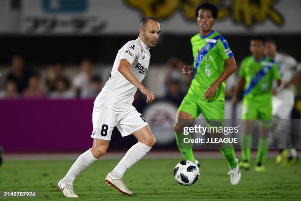 Andres Iniesta of Vissel Kobe in action during the J.League J1 match between Shonan Bellmare and Vissel Kobe at Shonan BMW Stadium Hiratsuka on...