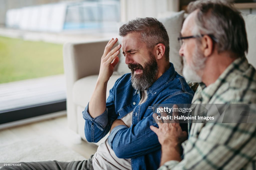 Father Problem Dad Comforting Upset Son Listening About His Problems Relationship ...