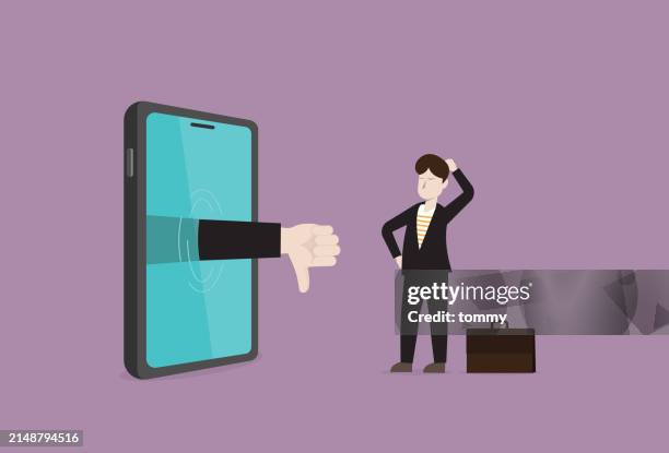 customer give a feedback thumb down for user experience product - disappointment stock illustrations