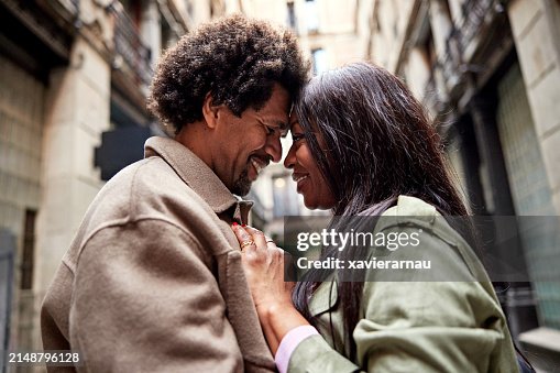 Happy couple on a weekend date in the city Happy couple on a weekend date in the city