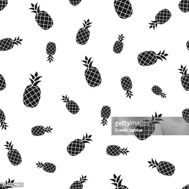 pineapple. seamless pattern. icons on white background - pineapple plant stock illustrations