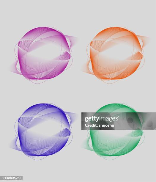 set of abstract colors dynamic technology line label pattern - sphere logo stock illustrations