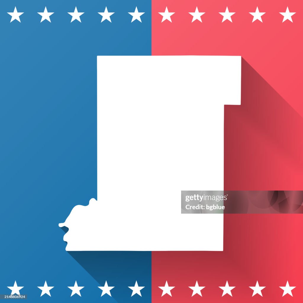 Vigo County, Indiana. Map on blue and red background