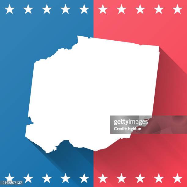 hickman county, tennessee. map on blue and red background - indiana vector stock illustrations