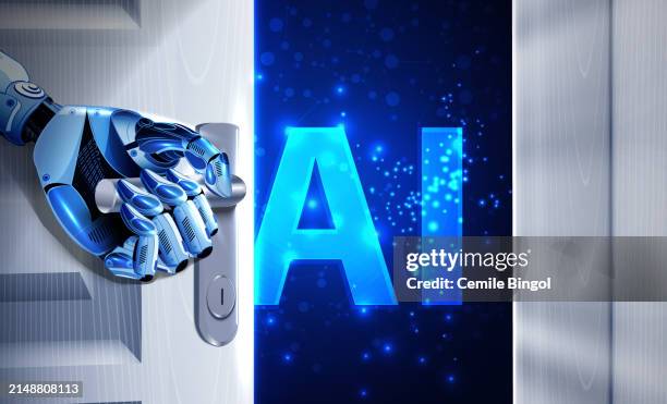 artificial intelligence revolution - touching door handle stock illustrations