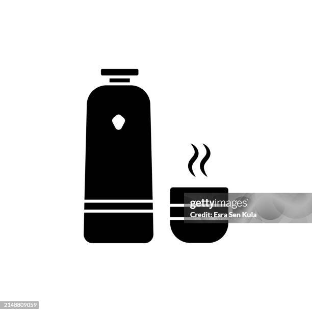 vacuum flask solid icon design. suitable for infographics, web pages, mobile apps, ui, ux, and gui design. - cold coffee stock illustrations