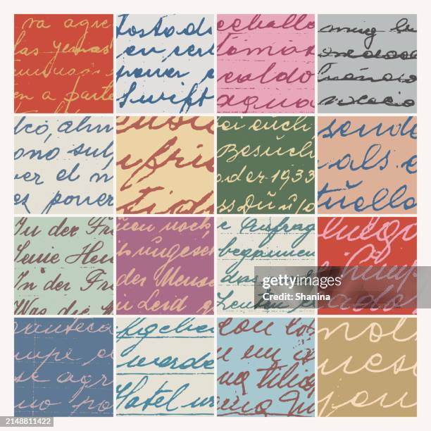 Old Handwriting Script Texture Grid Background High-Res Vector Graphic ...