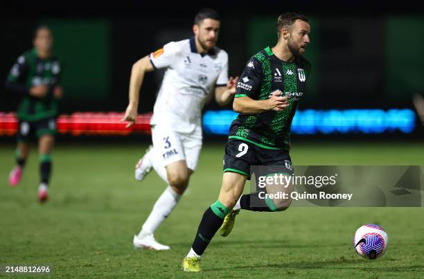 Michael Ruhs of Western United controls the ball during the A-League Men round 13 match between Western United and Adelaide United at Regional...