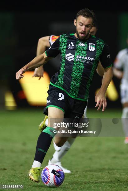 Michael Ruhs of Western United controls the ball during the A-League Men round 13 match between Western United and Adelaide United at Regional...