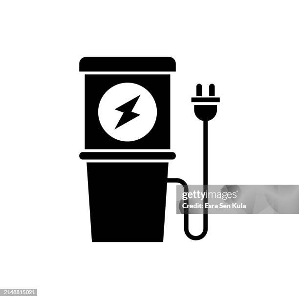 electric vehicle charging point solid icon design. suitable for infographics, web pages, mobile apps, ui, ux, and gui design. - electric car engine stock illustrations