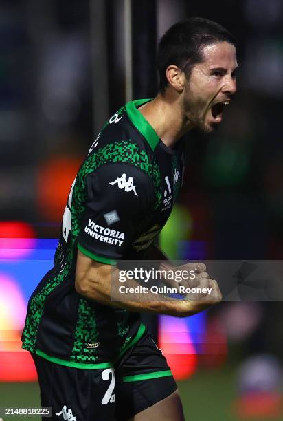 Connor O'Toole of Western United celebrates scoring a goal during the A-League Men round 13 match between Western United and Adelaide United at...