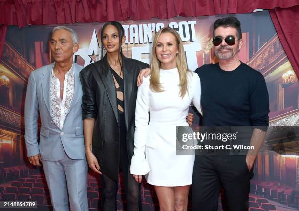 Judges Bruno Tonioli, Alesha Dixon, Amanda Holden and Simon Cowell attend the "Britain's Got Talent" Photocall at the Ham Yard Hotel on April 16,...