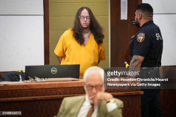 Defendant Brian Coulter enters the courtroom before closing arguments in his capital murder trial Monday, April 15 at the Harris County criminal...