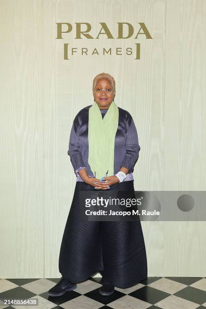 Mabel O. Wilson attends the photocall at Prada Frames during Milan Design Week at Museo Bagatti Valsecchi on April 16, 2024 in Milan, Italy.