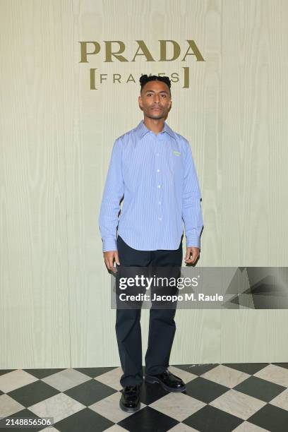 Jayden Ali attends the photocall at Prada Frames during Milan Design Week at Museo Bagatti Valsecchi on April 16, 2024 in Milan, Italy.