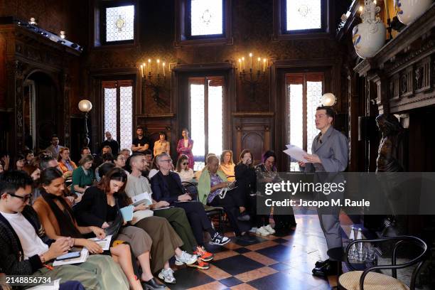 Simone Farresin of Formafantasma at Prada Frames during Milan Design Week at Museo Bagatti Valsecchi on April 16, 2024 in Milan, Italy.