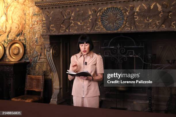 Alice Rawsthorn talks at Prada Frames during Milan Design Week at Museo Bagatti Valsecchi on April 16, 2024 in Milan, Italy.