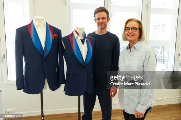 In this image released on April 17, Berluti Industrial Director RTW & Accessories Agnes Fillioux and Paris 2024 Senior Manager Athlete Mobilization...