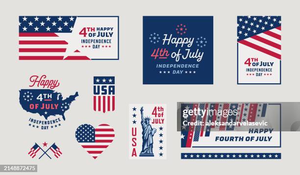 ilustraciones, imágenes clip art, dibujos animados e iconos de stock de elementos de diseño del 4 de julio de ee. uu. - patriots