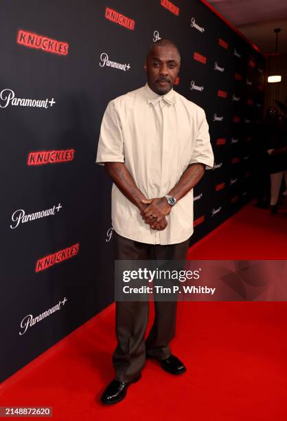 Idris Elba attends the global premiere of Paramount+ series "Knuckles" on April 16, 2024 in London, England. Knuckles will be streaming exclusively...