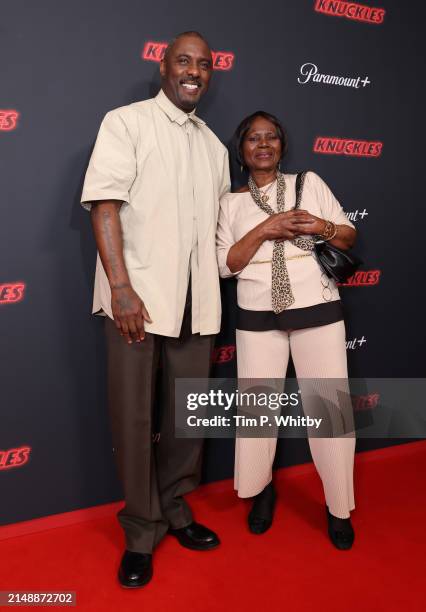 Idris Elba and Eve Elba attend the global premiere of Paramount+ series "Knuckles" on April 16, 2024 in London, England. Knuckles will be streaming...