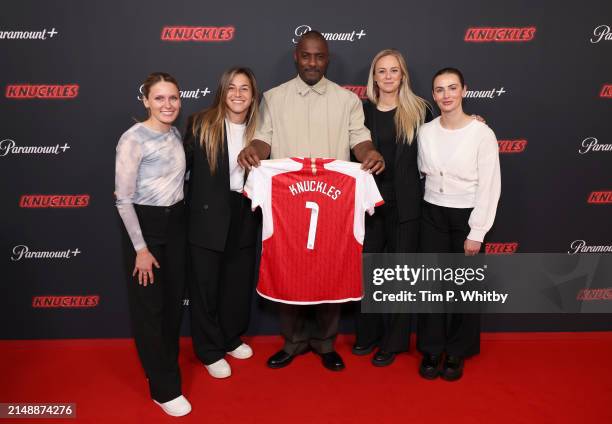 Cloé Lacasse, Sabrina D'Angelo, Idris Elba, Amanda Ilestedt and Emily Fox attend the global premiere of Paramount+ series "Knuckles" on April 16,...