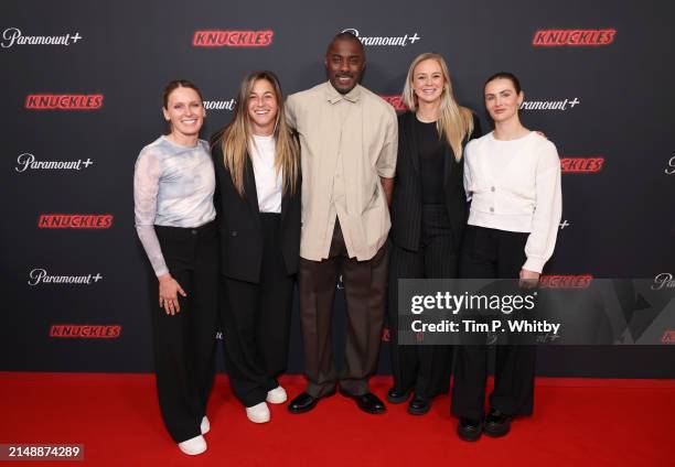 Cloé Lacasse, Sabrina D'Angelo, Idris Elba, Amanda Ilestedt and Emily Fox attend the global premiere of Paramount+ series "Knuckles" on April 16,...