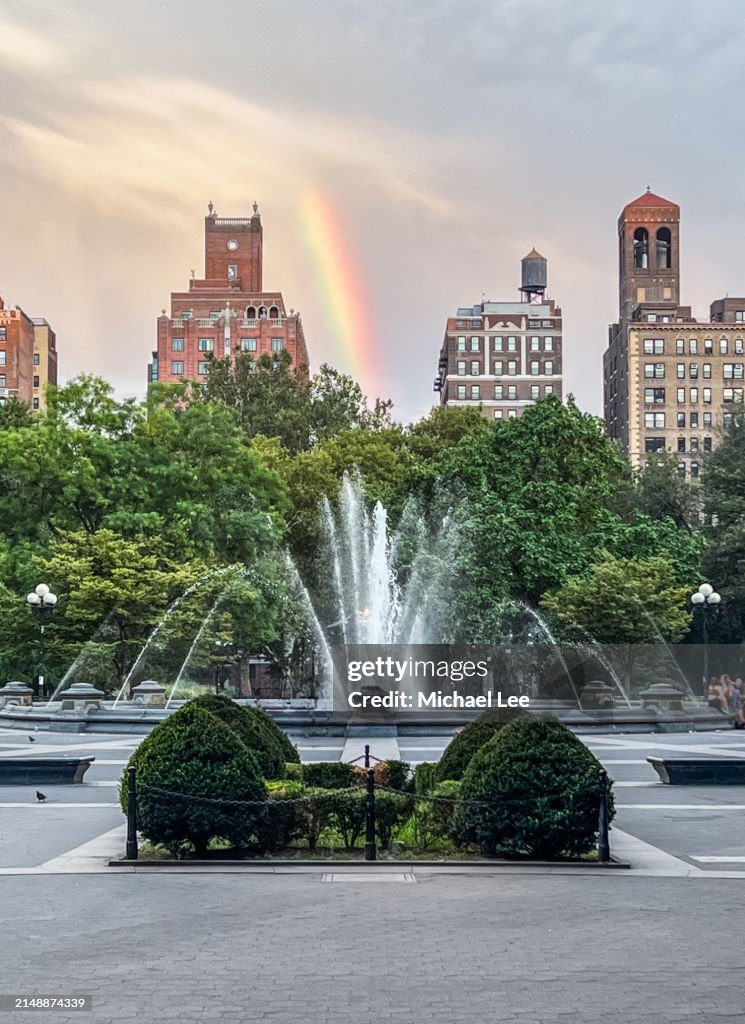 Washington Square Park and Rainbow in New York