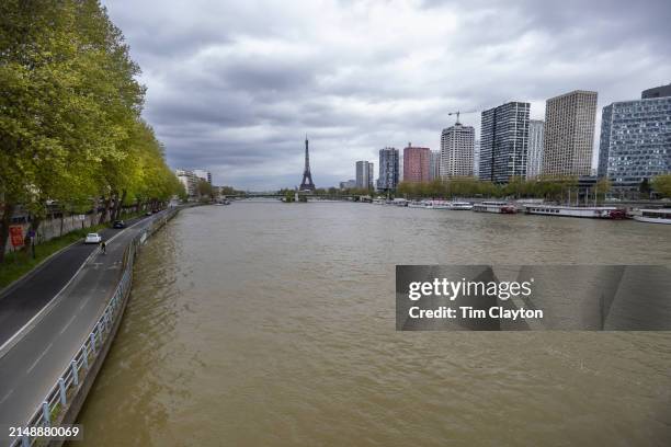 The River Seine runs through the city with the Eiffel Tower in Paris, France, in the background. The river is to be used for events in the Paris...