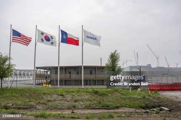 General view of the Samsung Austin Semiconductor plant on April 16, 2024 in Taylor, Texas. The U.S. Has awarded Samsung $6.4 billion to support the...