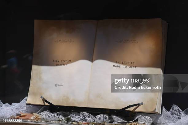 General atmosphere of Spotify's Taylor Swift pop-up at The Grove for her new album "The Tortured Poets Department" at The Grove on April 16, 2024 in...