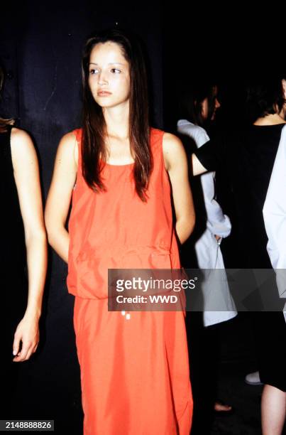 Model Renata Maciel wears a look from the CK Calvin Klein Spring 1999 Ready to Wear collection during a presentation on September 16 in New York City.