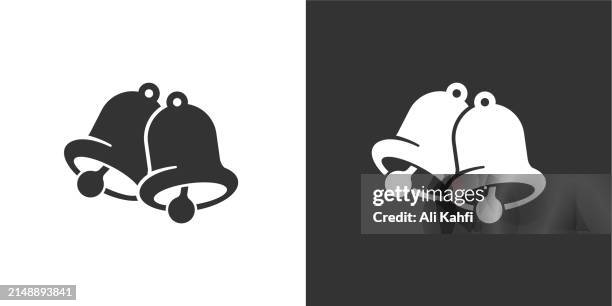 bell notification, alarm, and christmas decoration solid icons. containing data, strategy, planning, research solid icons collection. vector illustration. for website design, logo, app, template, ui, etc - alarm clock ringing stock illustrations