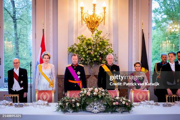 Queen Mathilde of Belgium, Grand Duke Henri of Luxembourg, King Philippe of Belgium and Grand Duchess Maria Teresa of Luxembourg attend the state...