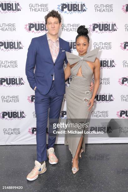 Gabriel Ebert and Sheria Irving attend the "Sally & Tom" opening night at The Public Theater on April 16, 2024 in New York City.