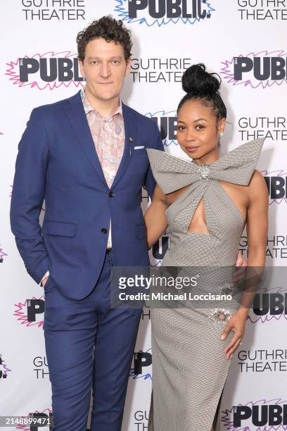 Gabriel Ebert and Sheria Irving attend the "Sally & Tom" opening night at The Public Theater on April 16, 2024 in New York City.