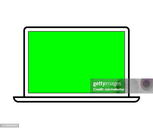 laptop computer icon design - computer green screen stock illustrations